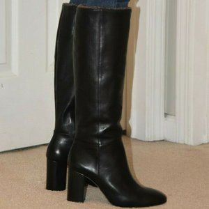 SCHUTZ Bonita LEATHER Knee boots heel 8.5 Black